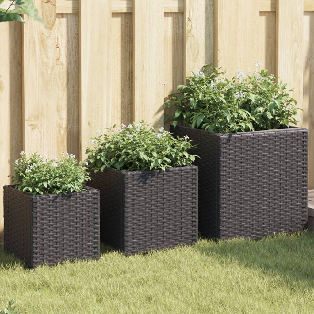 Plantekasser 3 Stk. Polyrattan