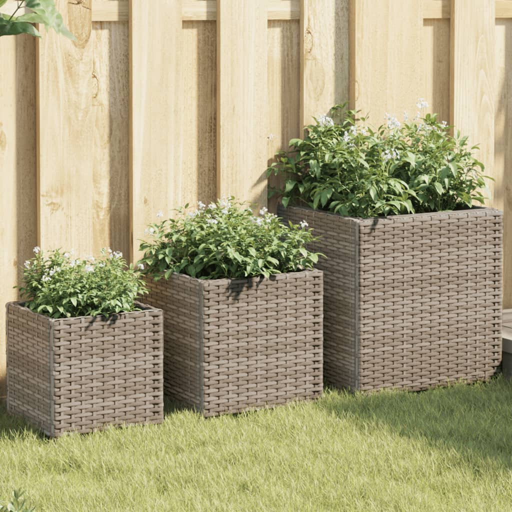 Plantekasser 3 Stk. Polyrattan