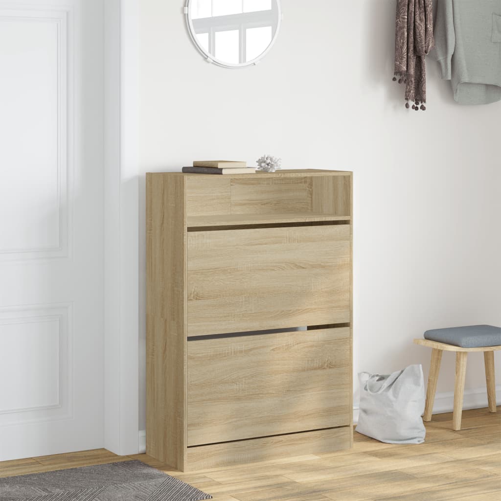 Skoskab Med 2 Vippeskuffer 80X34X116 Cm Sonoma-Eg