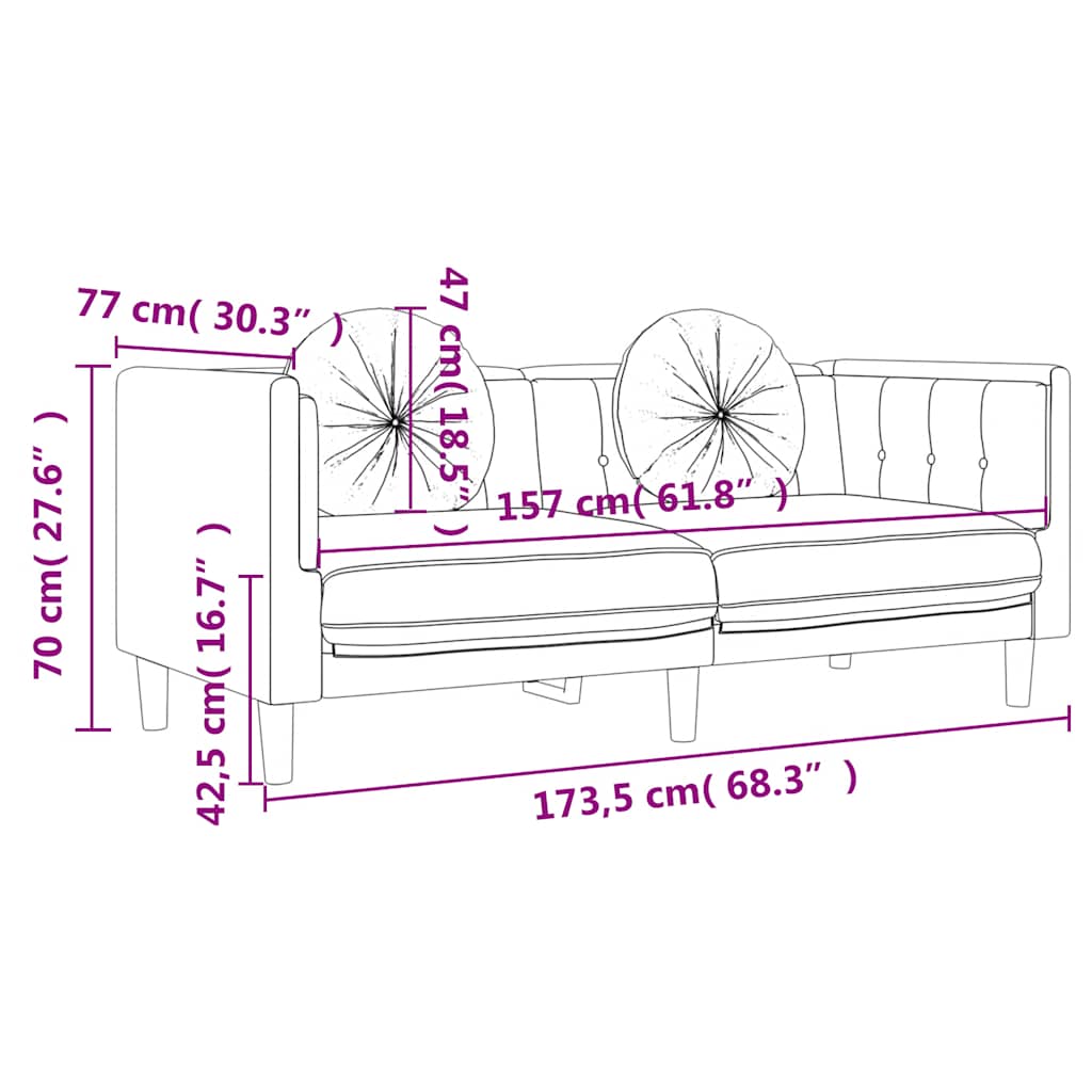 2-Personers Sofa Med Hynder Velour