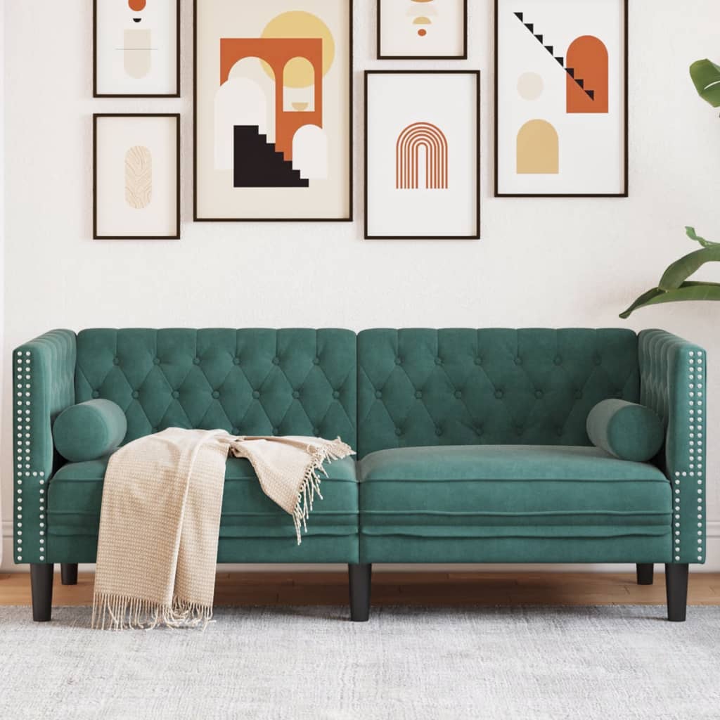 3-Personers Chesterfield-Sofa Med Bolsterpuder Fløjl