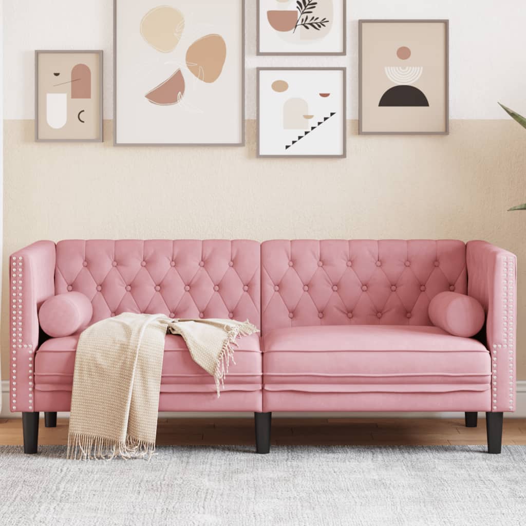 3-Personers Chesterfield-Sofa Med Bolsterpuder Fløjl