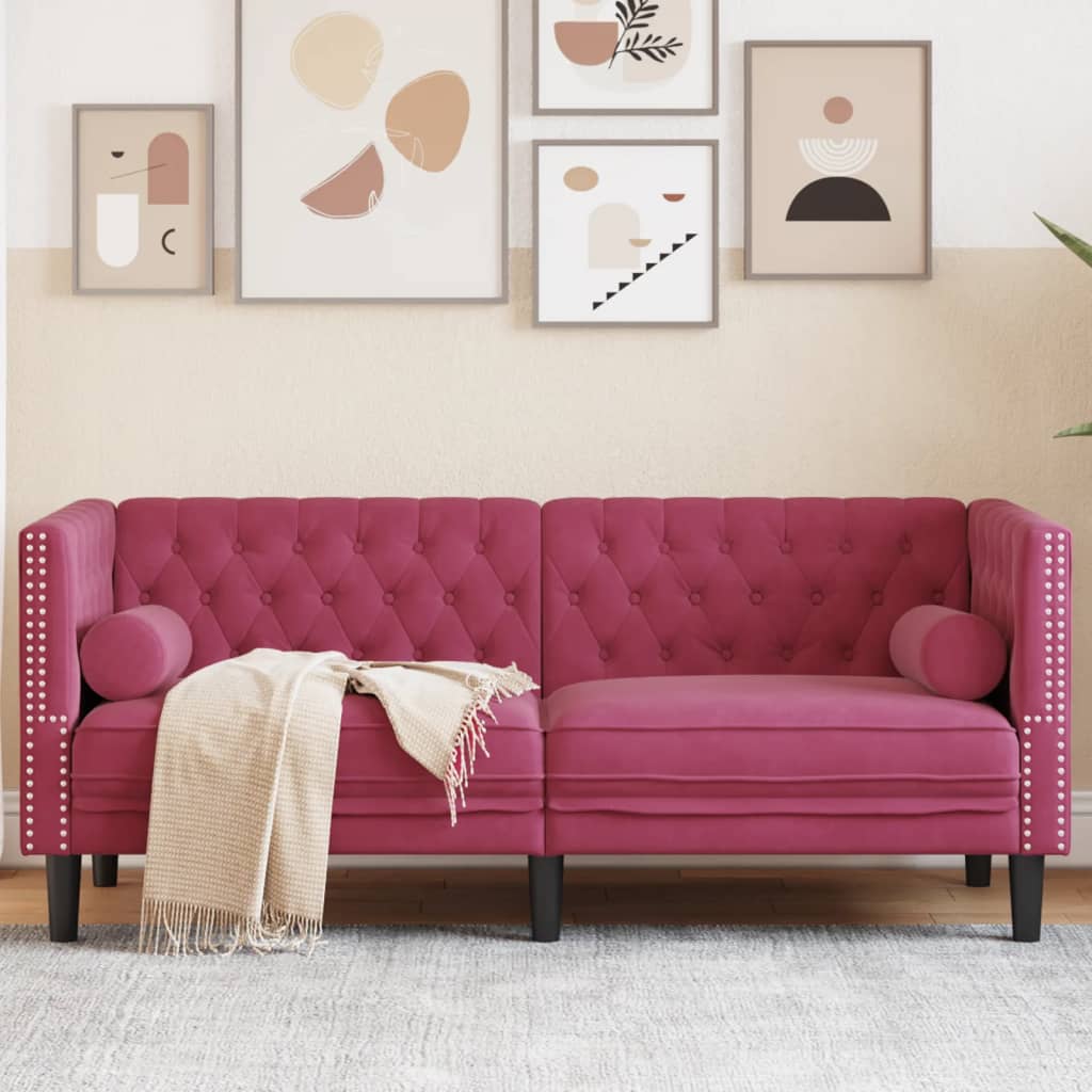3-Personers Chesterfield-Sofa Med Bolsterpuder Fløjl