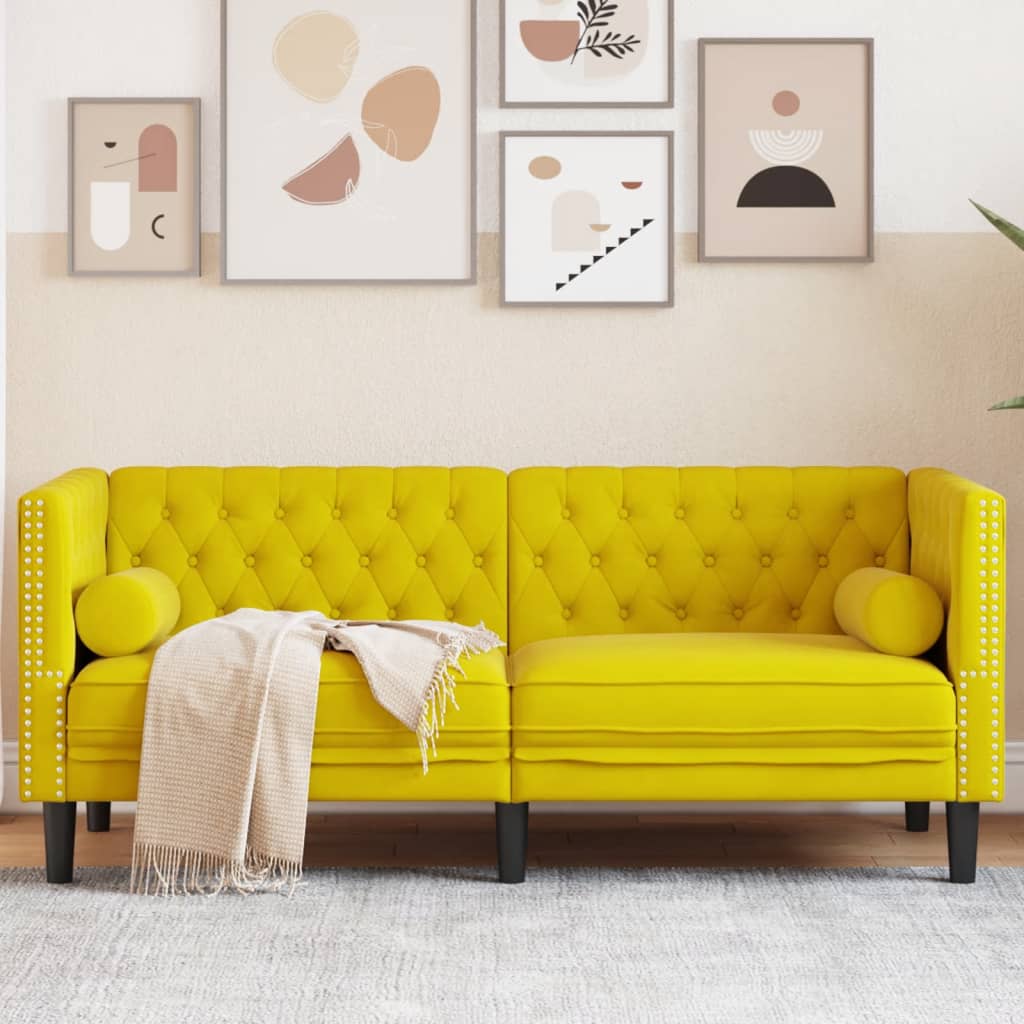 3-Personers Chesterfield-Sofa Med Bolsterpuder Fløjl