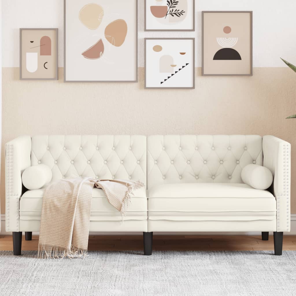 3-Personers Chesterfield-Sofa Med Bolsterpuder Fløjl
