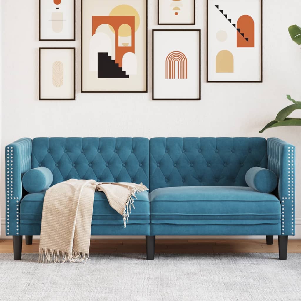 3-Personers Chesterfield-Sofa Med Bolsterpuder Fløjl
