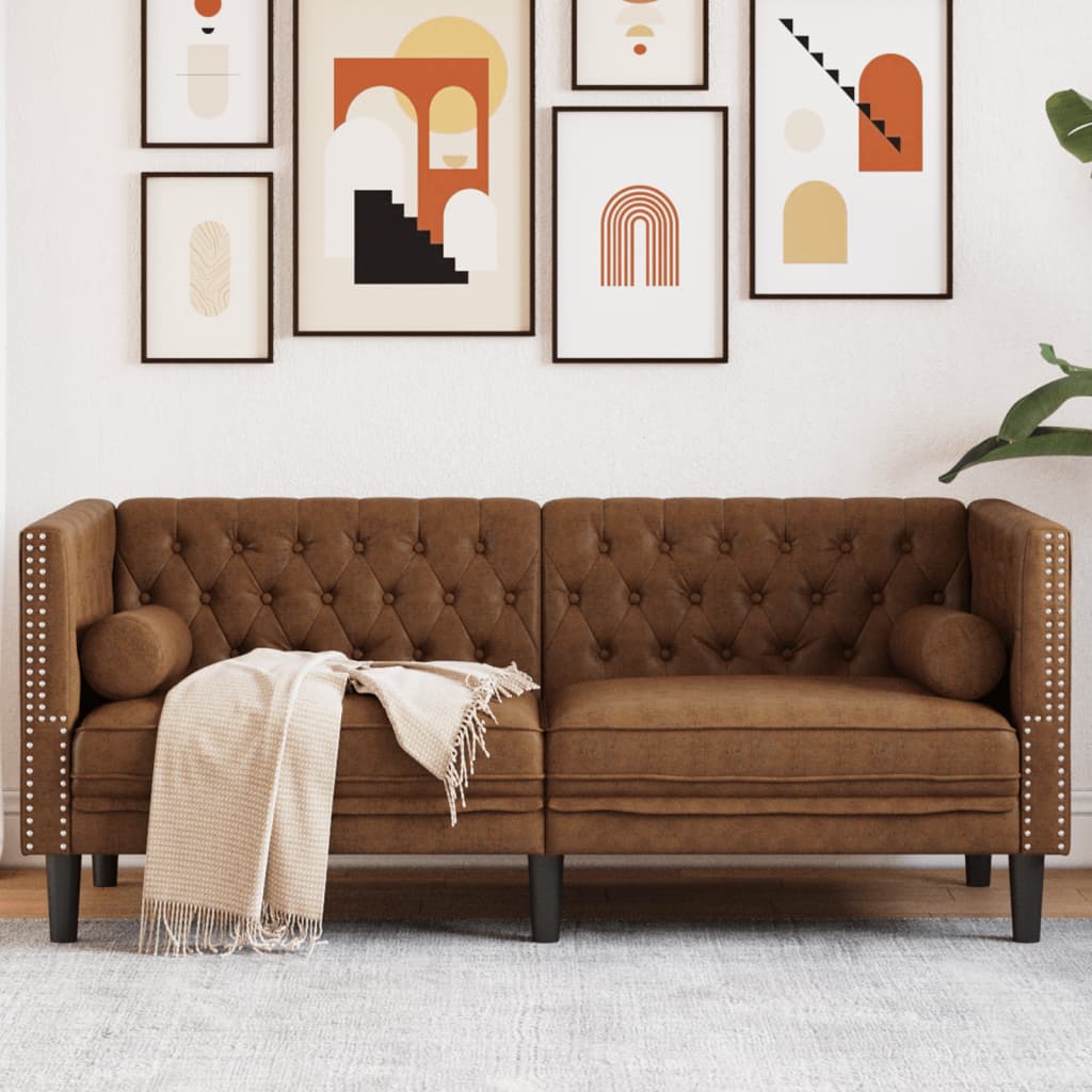 3-Personers Chesterfield-Sofa Med Bolsterpuder Fløjl