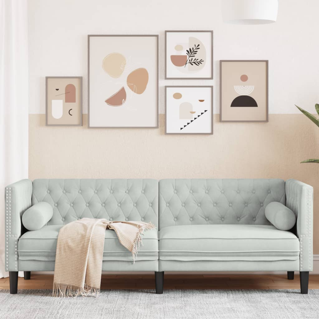 3-Personers Chesterfield-Sofa Med Bolsterpuder Fløjl