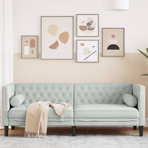 3-Personers Chesterfield-Sofa Med Bolsterpuder Fløjl