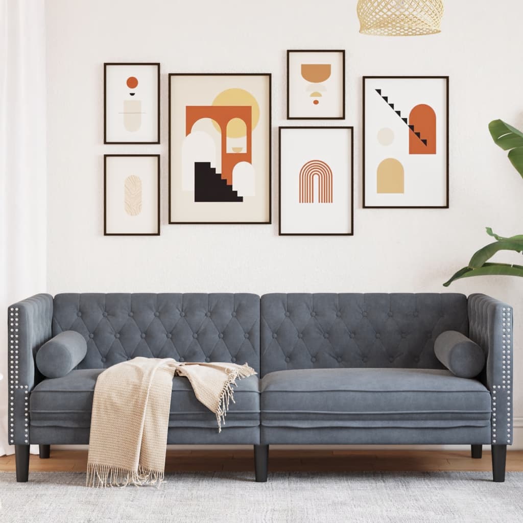3-Personers Chesterfield-Sofa Med Bolsterpuder Fløjl