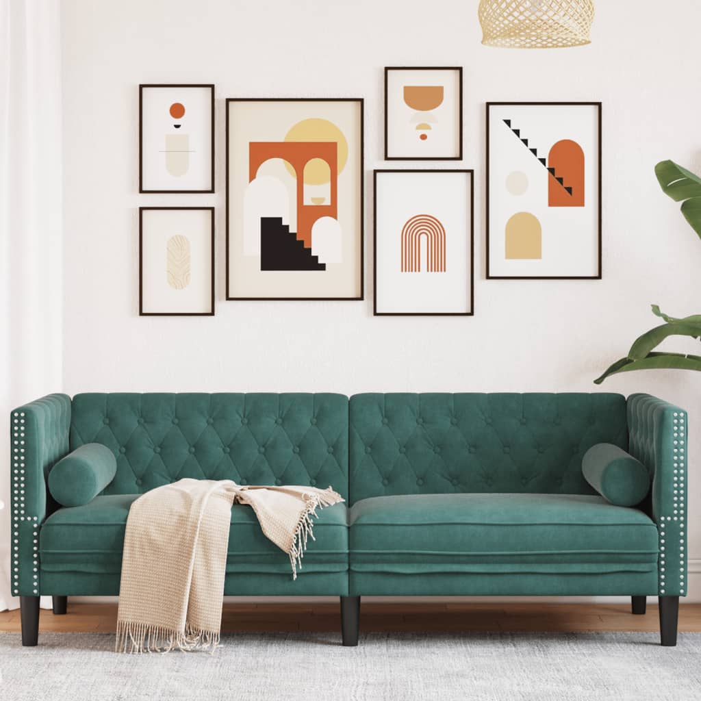 3-Personers Chesterfield-Sofa Med Bolsterpuder Fløjl