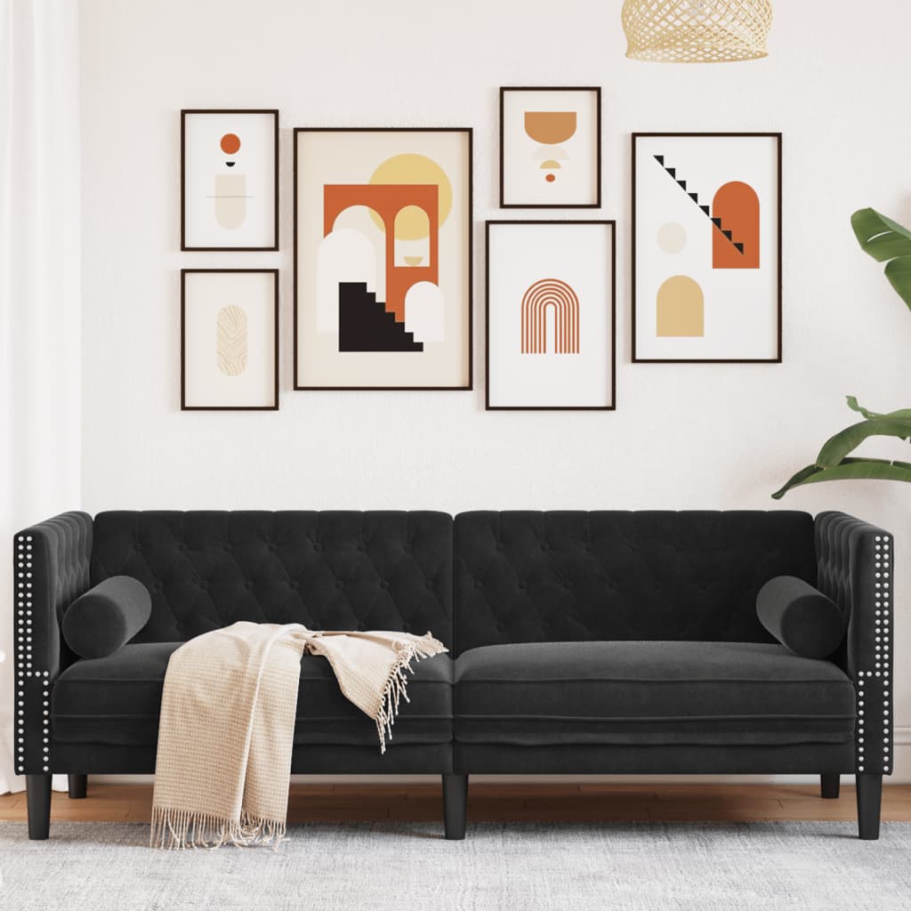 3-Personers Chesterfield-Sofa Med Bolsterpuder Fløjl