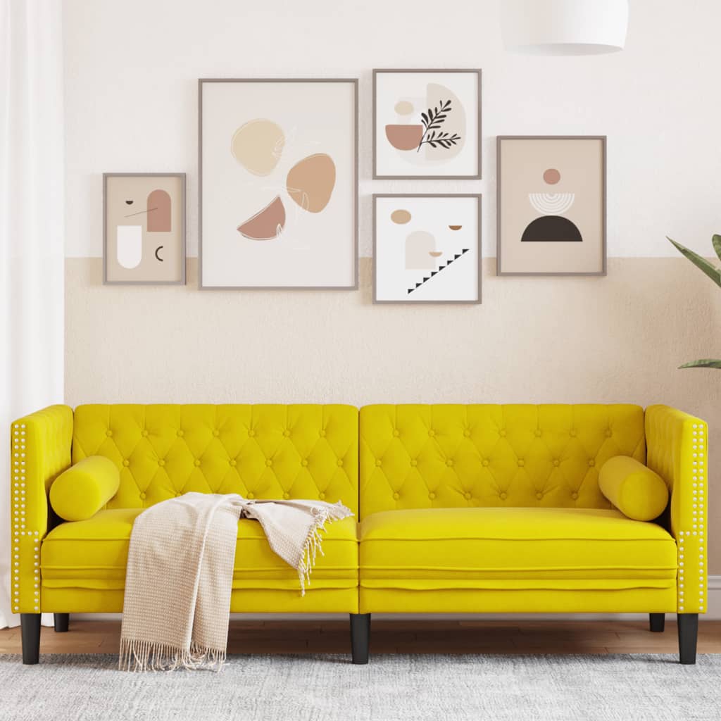 3-Personers Chesterfield-Sofa Med Bolsterpuder Fløjl
