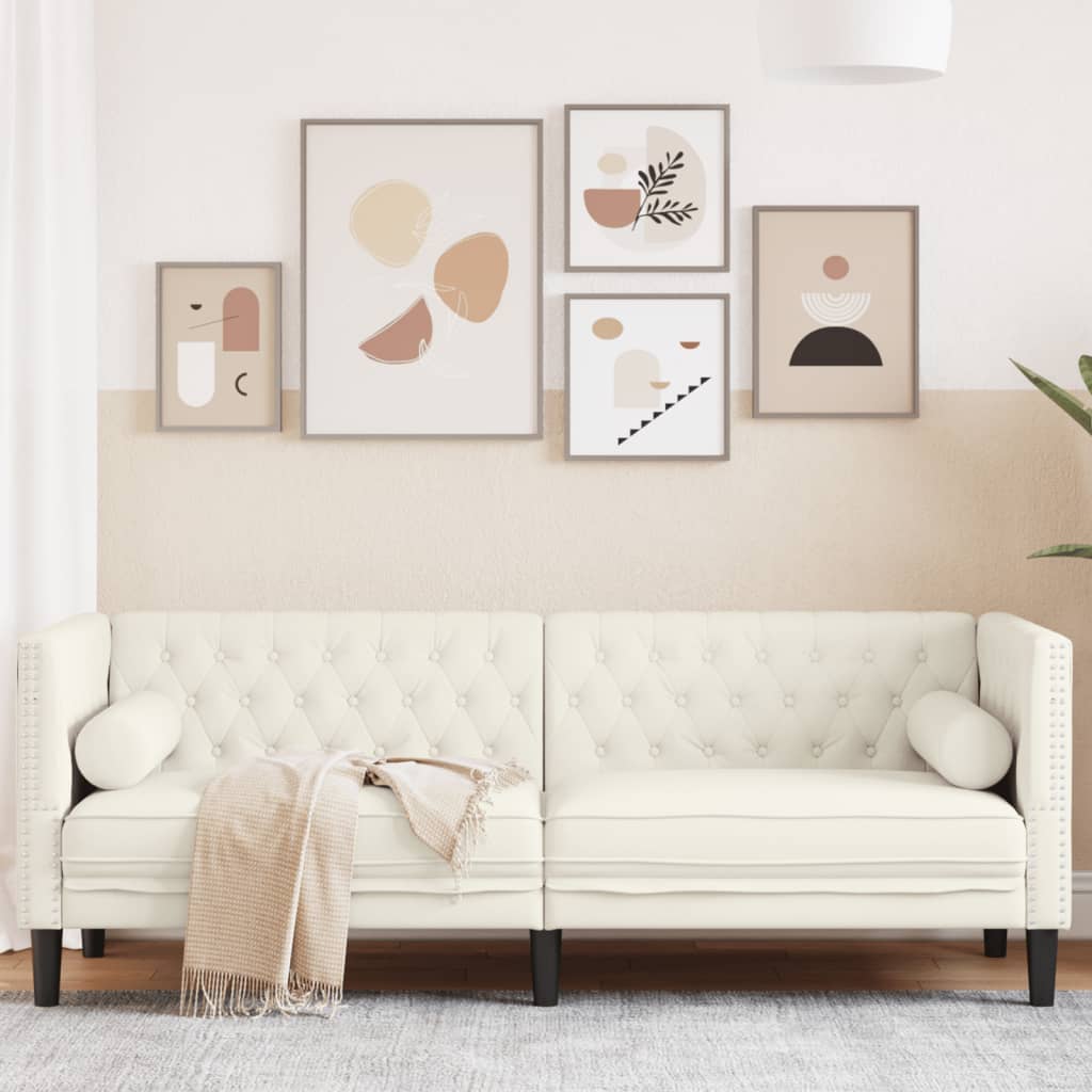 3-Personers Chesterfield-Sofa Med Bolsterpuder Fløjl