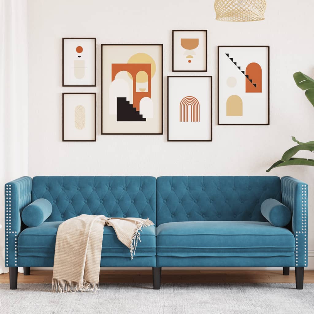3-Personers Chesterfield-Sofa Med Bolsterpuder Fløjl