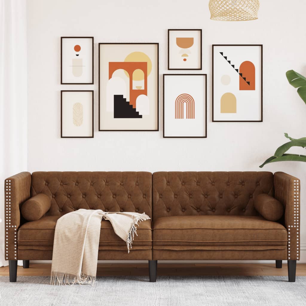 3-Personers Chesterfield-Sofa Med Bolsterpuder Fløjl