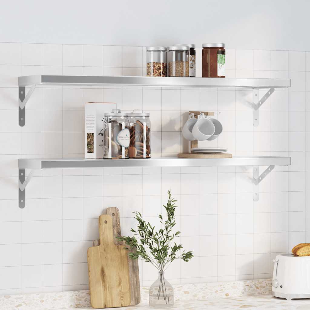 Væghylder 2 Stk. 50X23,5 Cm Rustfrit Stål Farvet Sølv