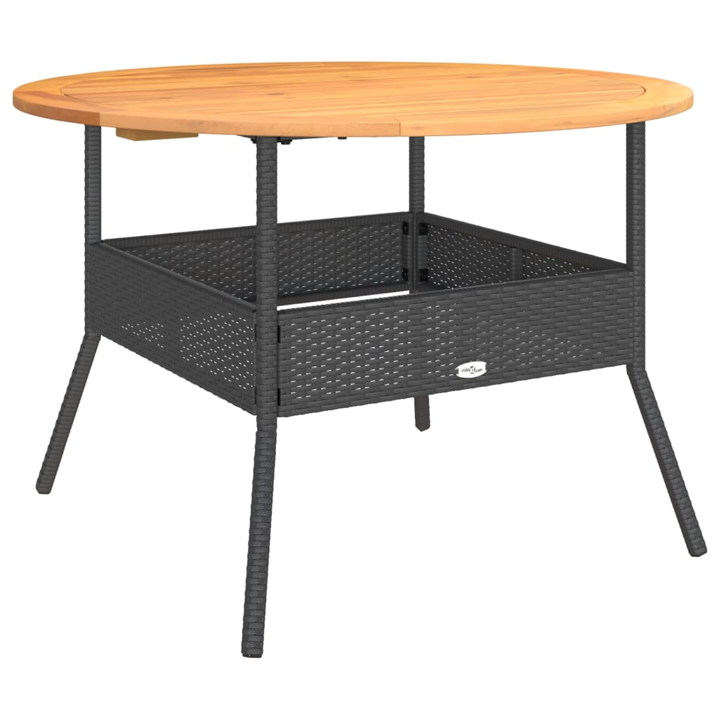 Havebord Med Akacietop Ø110X71 Cm Polyrattan