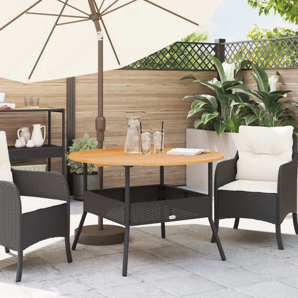 Havebord Med Akacietop Ø110X71 Cm Polyrattan