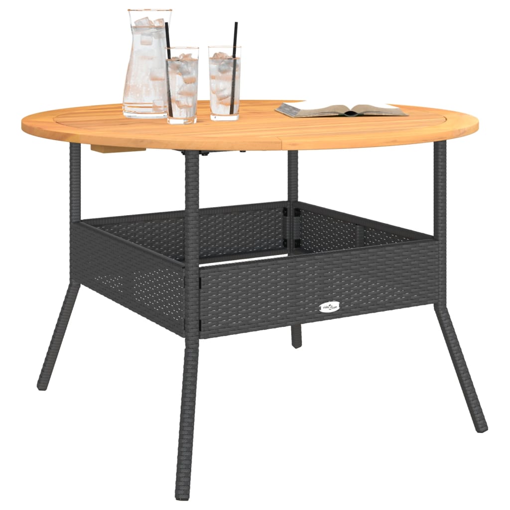 Havebord Med Akacietop Ø110X71 Cm Polyrattan