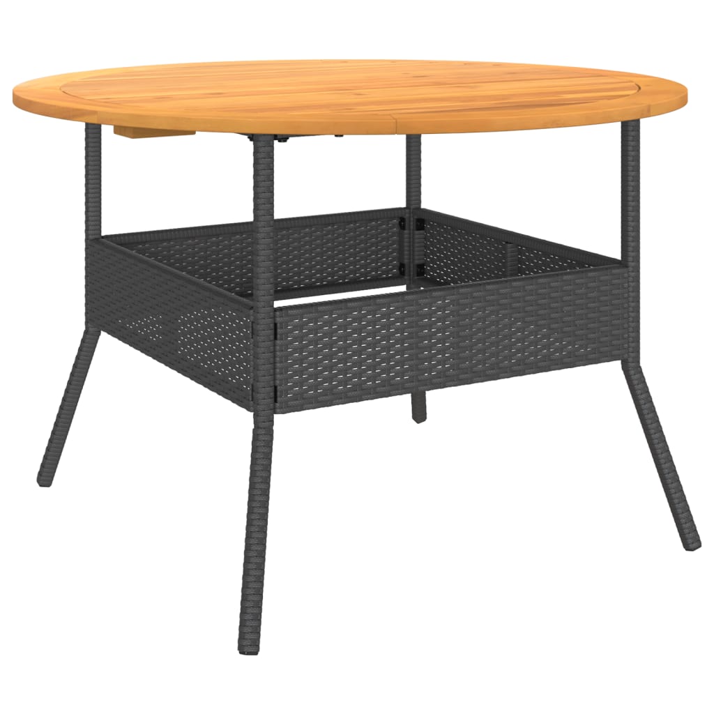 Havebord Med Akacietop Ø110X71 Cm Polyrattan
