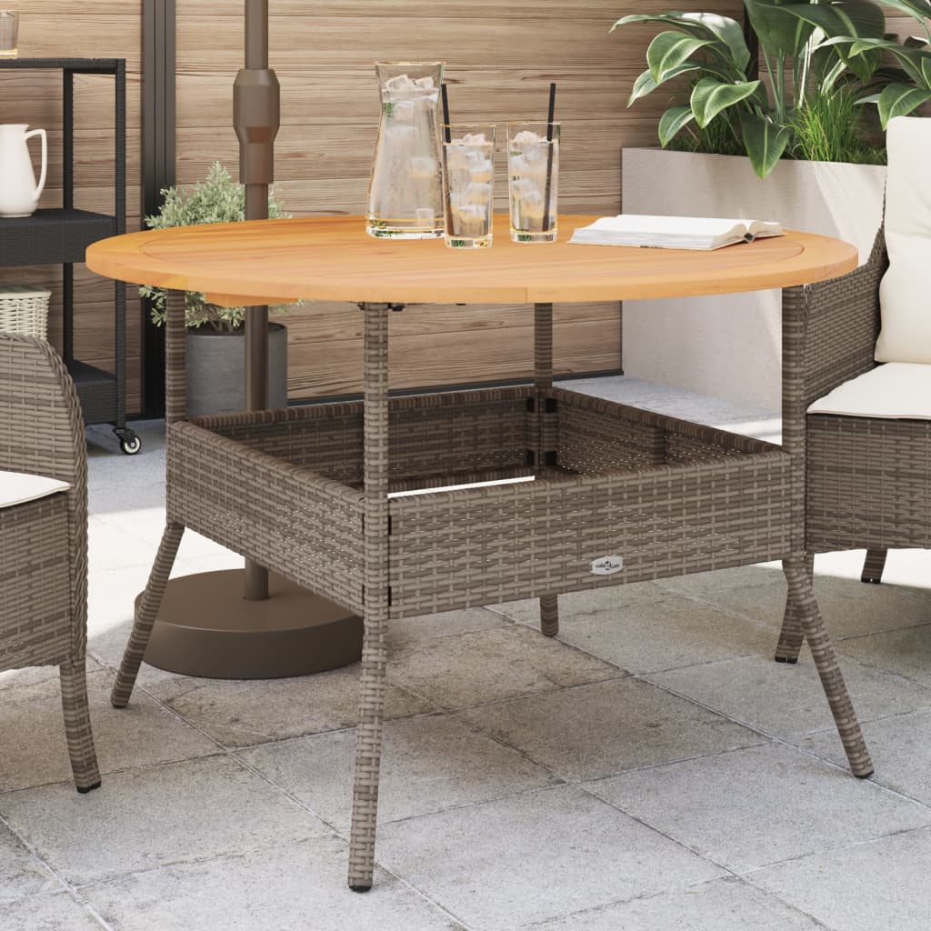 Havebord Med Akacietop Ø110X71 Cm Polyrattan