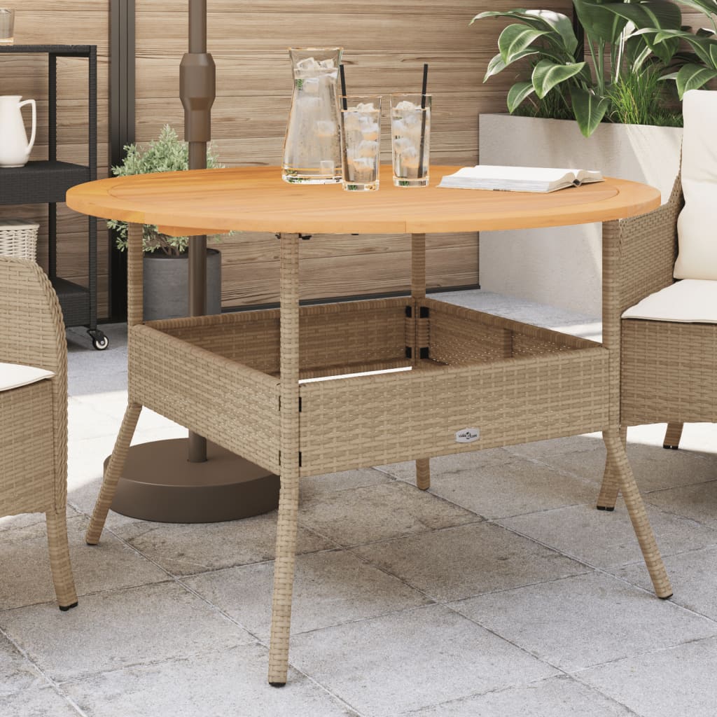 Havebord Med Akacietop Ø110X71 Cm Polyrattan