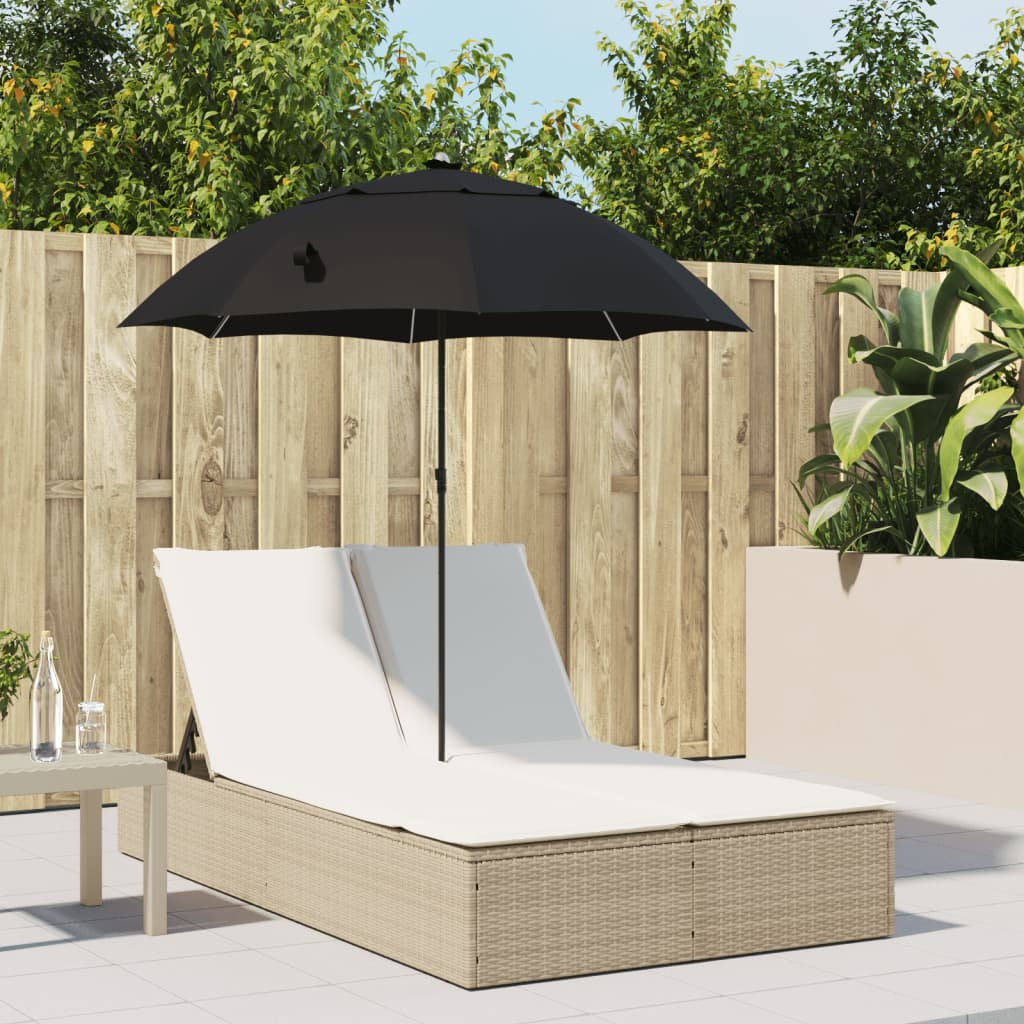 Dobbelt Loungesofa Med Hynder Og Parasol Polyrattan Beige