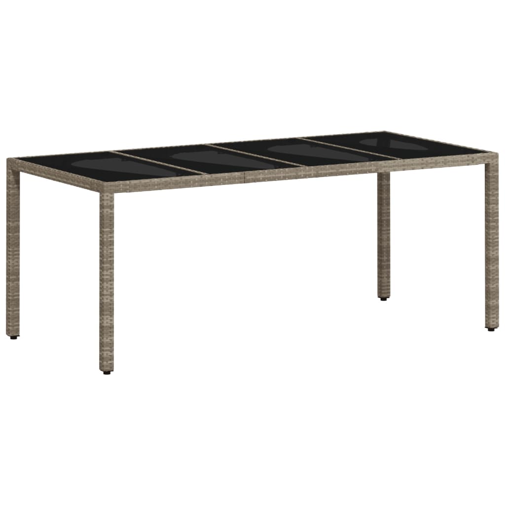 Havebord Med Glastop 190X90X75 Cm Polyrattan
