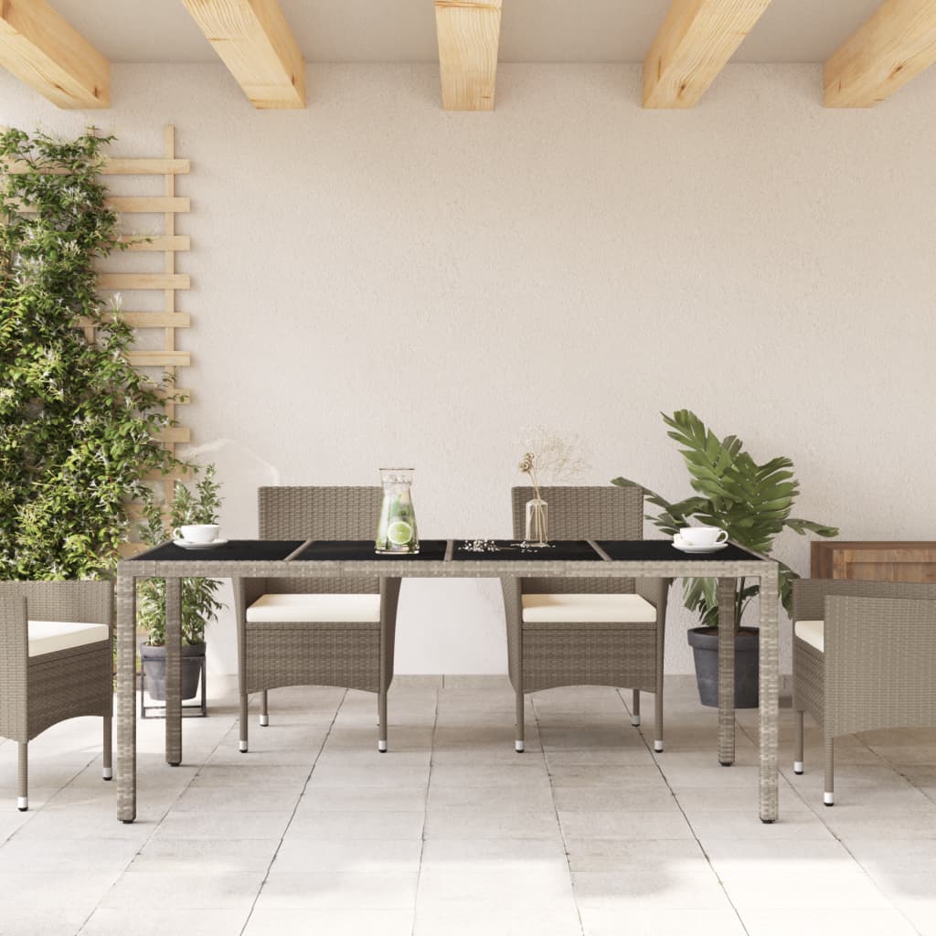 Havebord Med Glastop 190X90X75 Cm Polyrattan