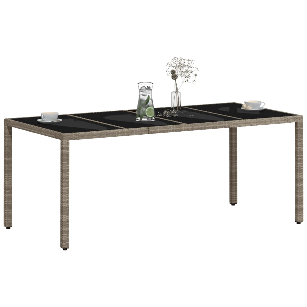 Havebord Med Glastop 190X90X75 Cm Polyrattan