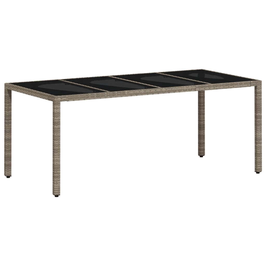 Havebord Med Glastop 190X90X75 Cm Polyrattan