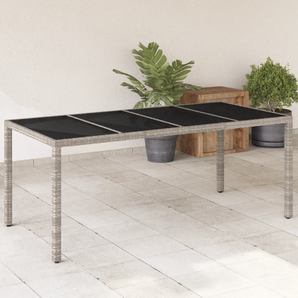 Havebord Med Glastop 190X90X75 Cm Polyrattan