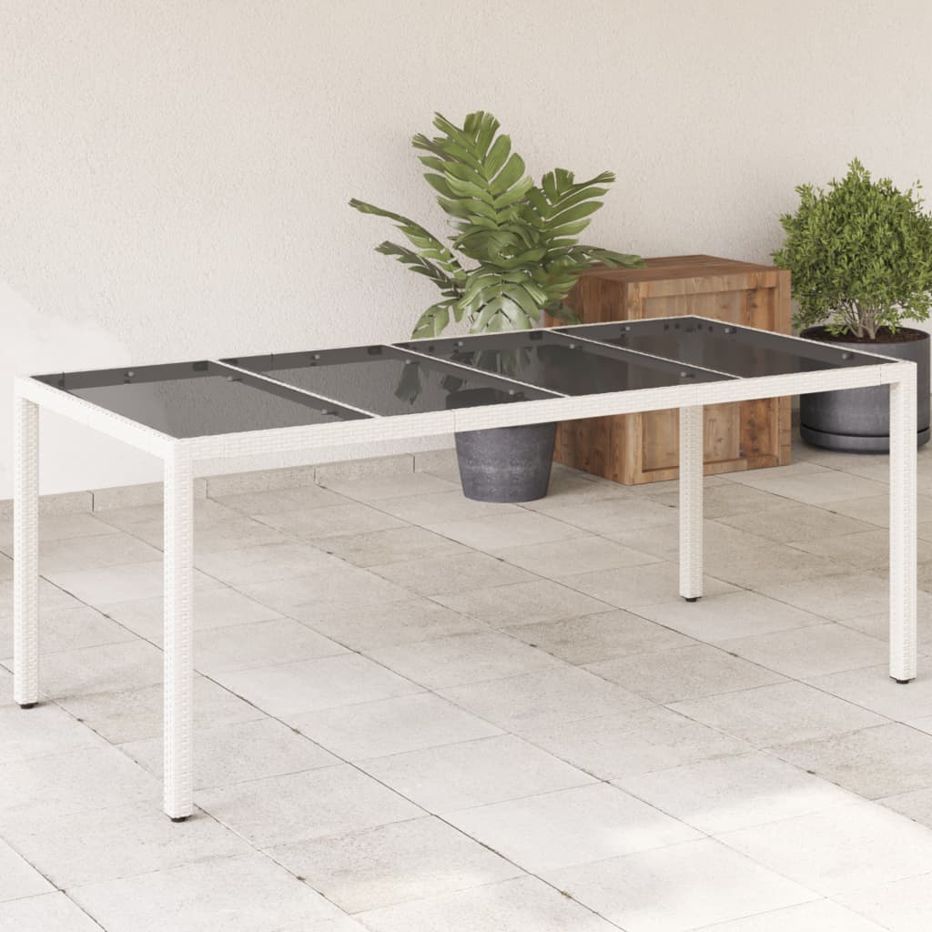 Havebord Med Glastop 190X90X75 Cm Polyrattan