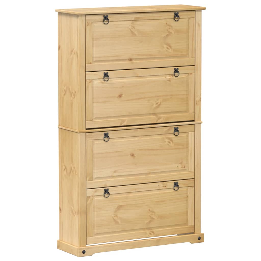 Skoskab Corona 99X32X163,5 Cm Massivt Fyrretræ Gyldenbrun