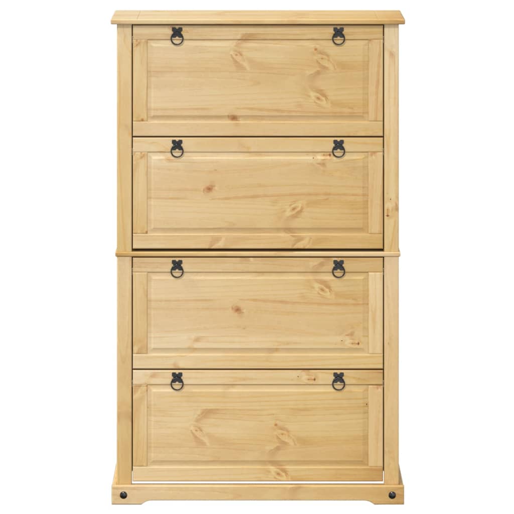 Skoskab Corona 99X32X163,5 Cm Massivt Fyrretræ Gyldenbrun
