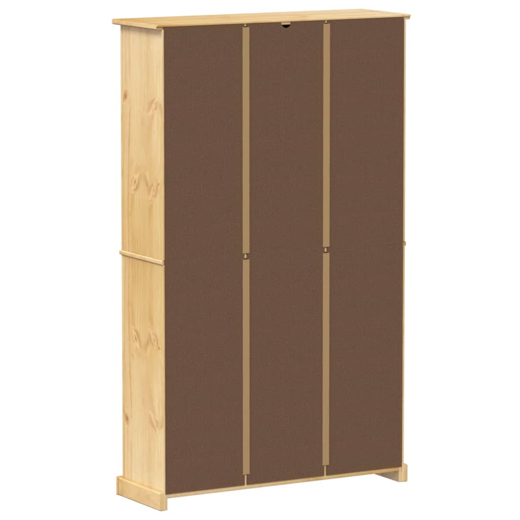 Skoskab Corona 99X32X163,5 Cm Massivt Fyrretræ Gyldenbrun