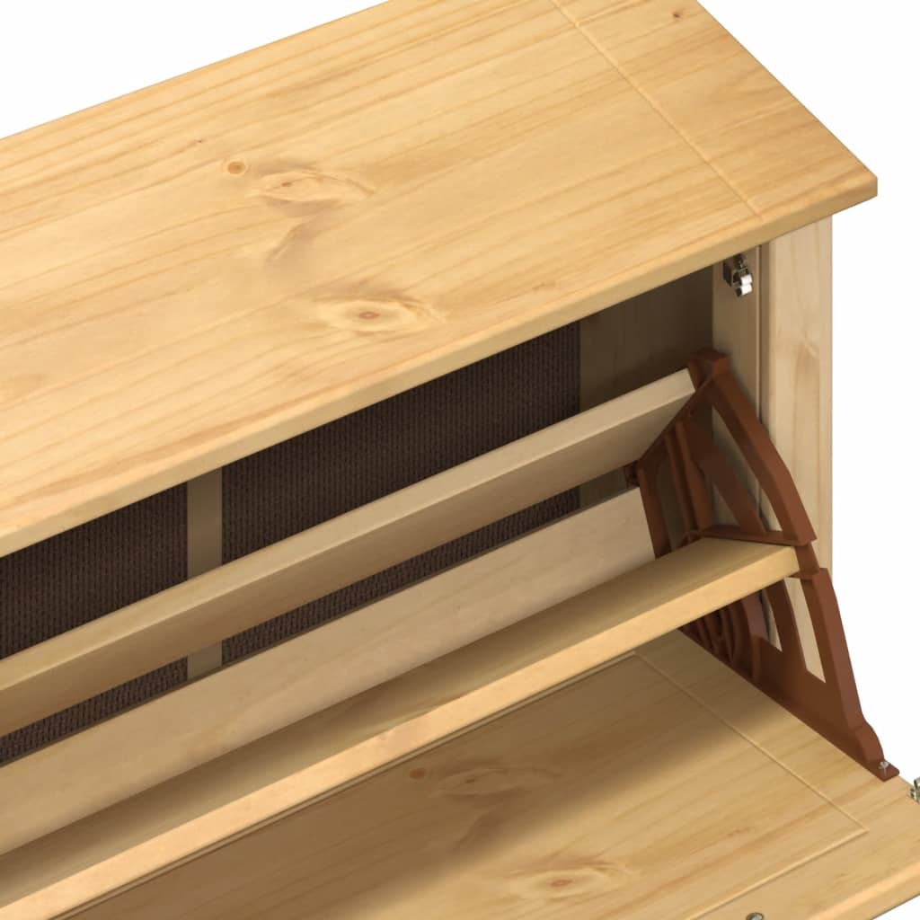 Skoskab Corona 99X32X163,5 Cm Massivt Fyrretræ Gyldenbrun