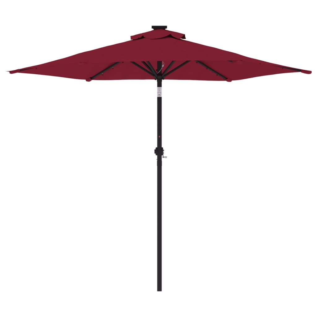 Parasol Med Led-Lys Og Stålstang 225X225X212 Cm Bordeauxfarvet