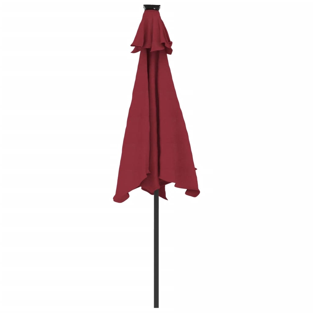 Parasol Med Led-Lys Og Stålstang 225X225X212 Cm Bordeauxfarvet