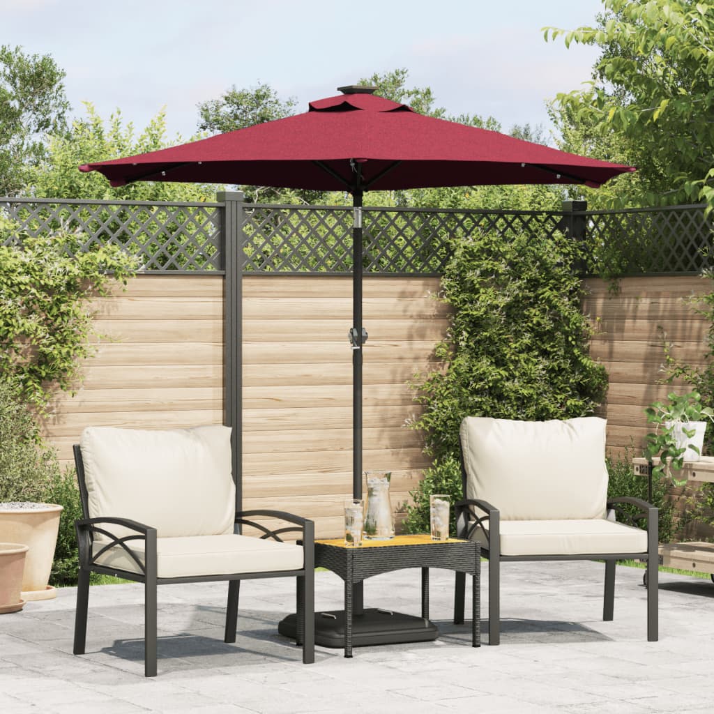 Parasol Med Led-Lys Og Stålstang 225X225X212 Cm Bordeauxfarvet