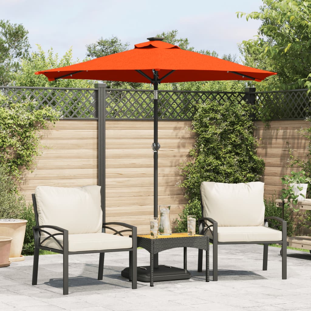 Parasol Med Led-Lys Og Stålstang 225X225X212 Cm Bordeauxfarvet