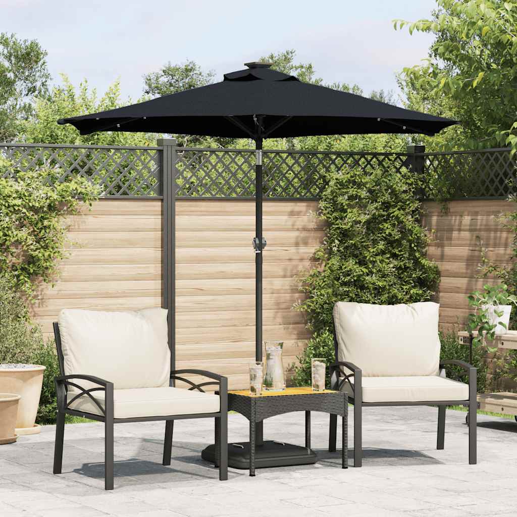 Parasol Med Led-Lys Og Stålstang 225X225X212 Cm Bordeauxfarvet