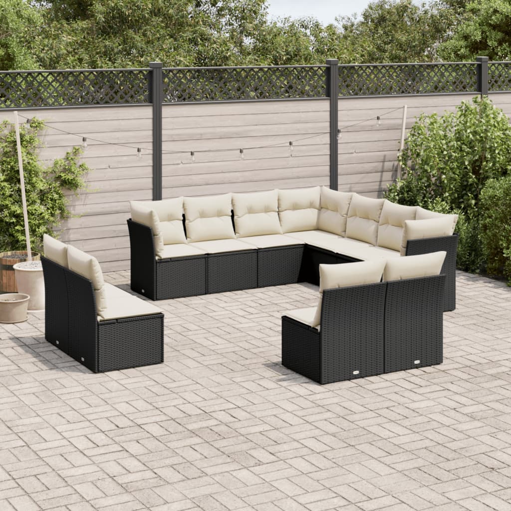 Loungesæt Til Haven 11 Dele Med Hynder Polyrattan Grå
