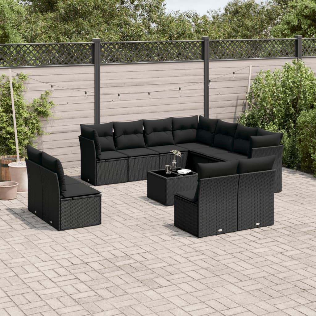 Loungesæt Til Haven 11 Dele Med Hynder Polyrattan Grå