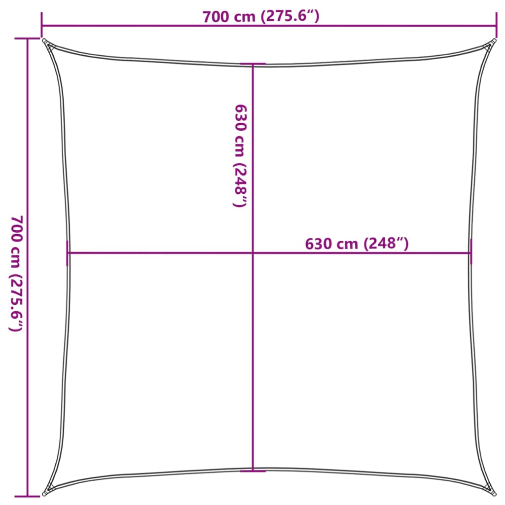 Solsejl 160 G/M² Firkantet Hdpe Lysegrå