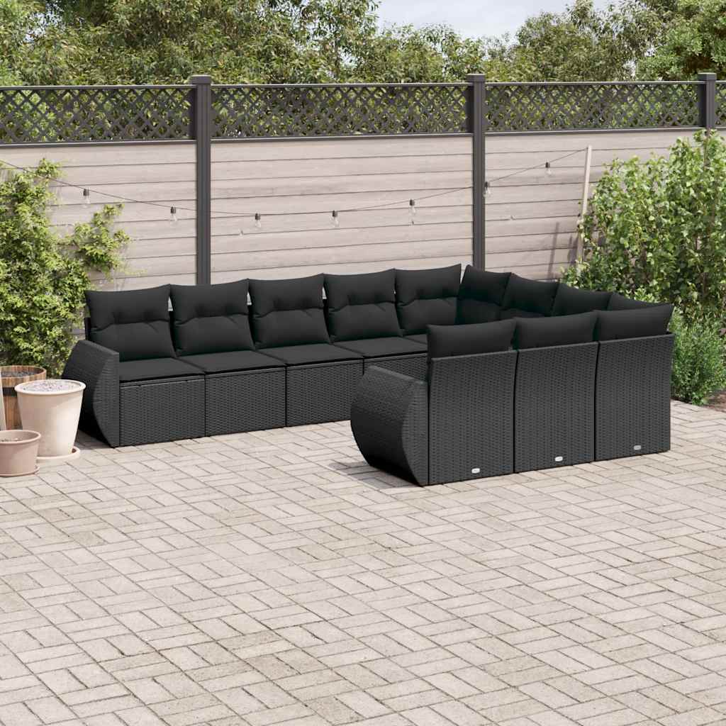 Loungesæt Til Haven 11 Dele Med Hynder Polyrattan Brun