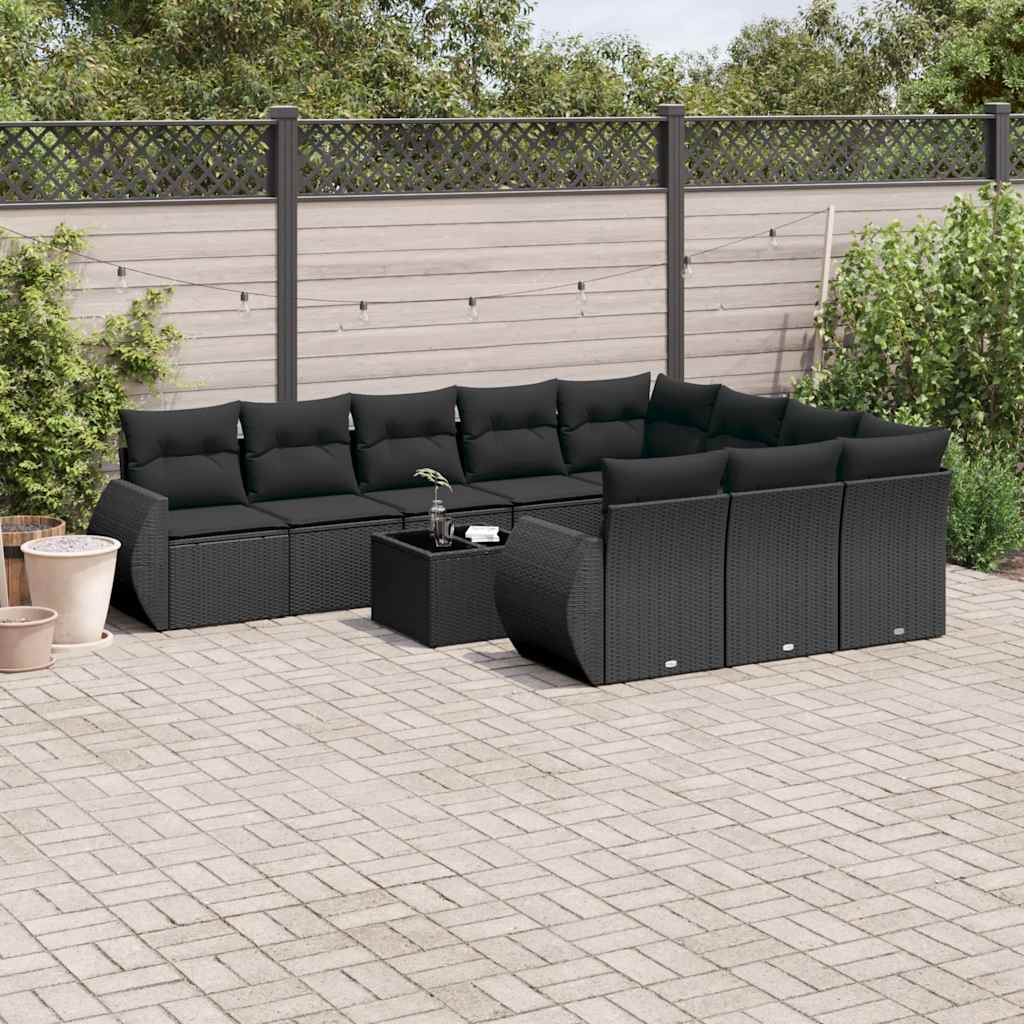 Loungesæt Til Haven 11 Dele Med Hynder Polyrattan Brun
