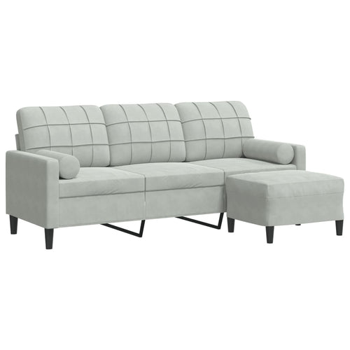 3-Personers Sofa Med Fodskammel Velour