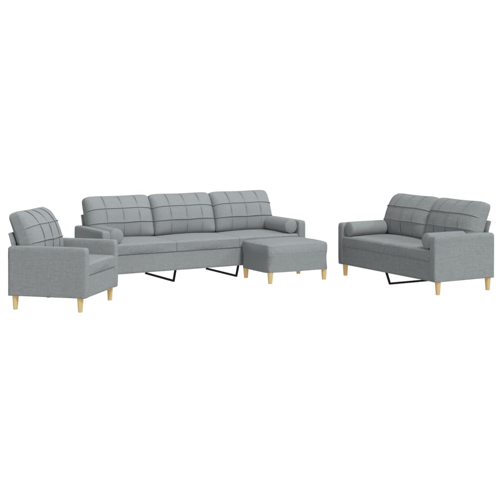 Sofasæt 4 Dele Med Fodskammel Og Pyntepuder Stof